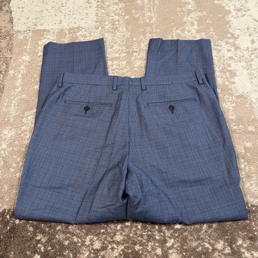 Banana Republic Pants Mens 34x30 Blue Guabello Plaid Standard Fit Wool Luxury